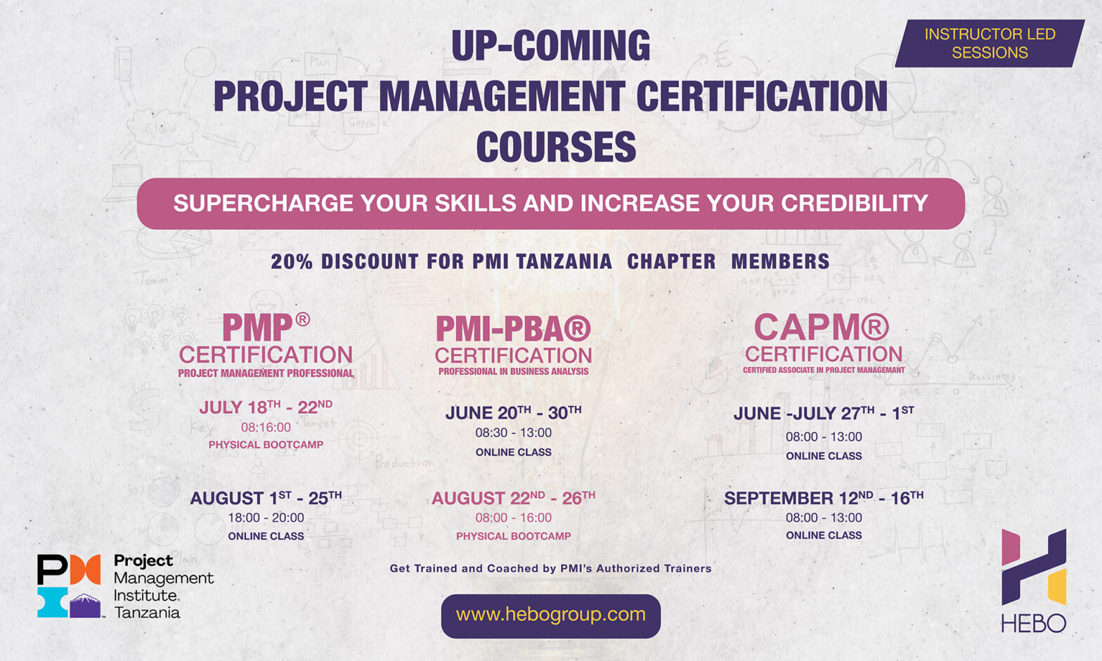 Upcoming Project Management Certification Courses by HEBO